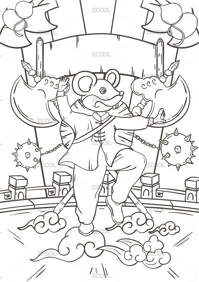 一張鼠年插畫海報黑色的線稿（主預(yù)覽-8797133） - 未分類 - 站酷設(shè)計師YhoNing原創(chuàng)素材 - 站酷ZCOOL