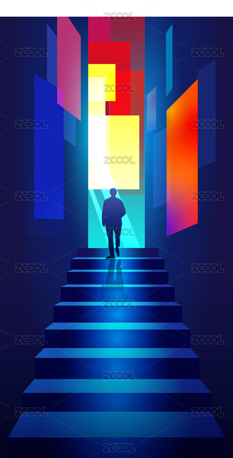 商務(wù)攀登彩色樓梯間的成功者海報(bào)（主預(yù)覽-1985854） - 未分類 - 站酷設(shè)計(jì)師我家的貓?jiān)瓌?chuàng)素材 - 站酷ZCOOL