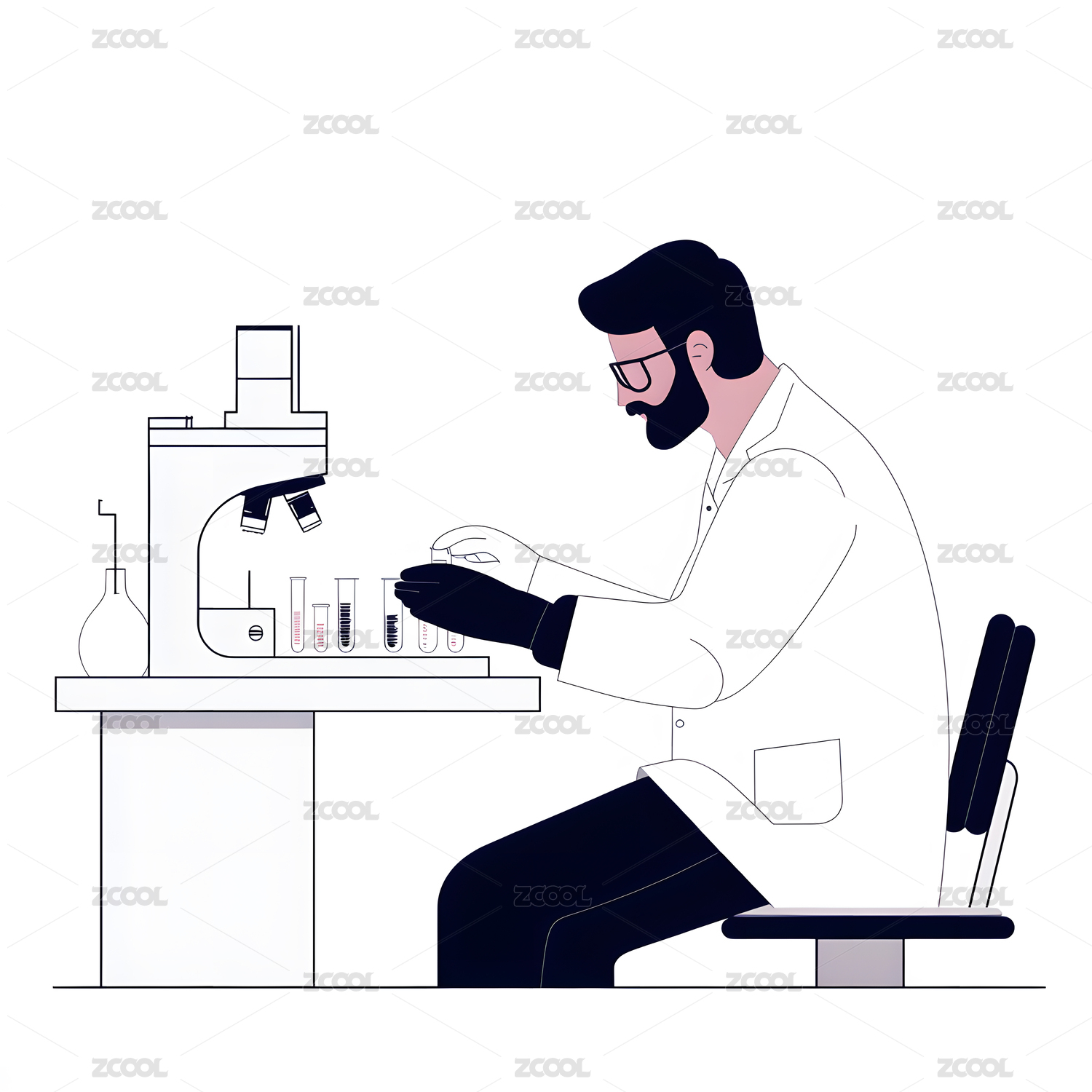 生物医药类科研人物插画