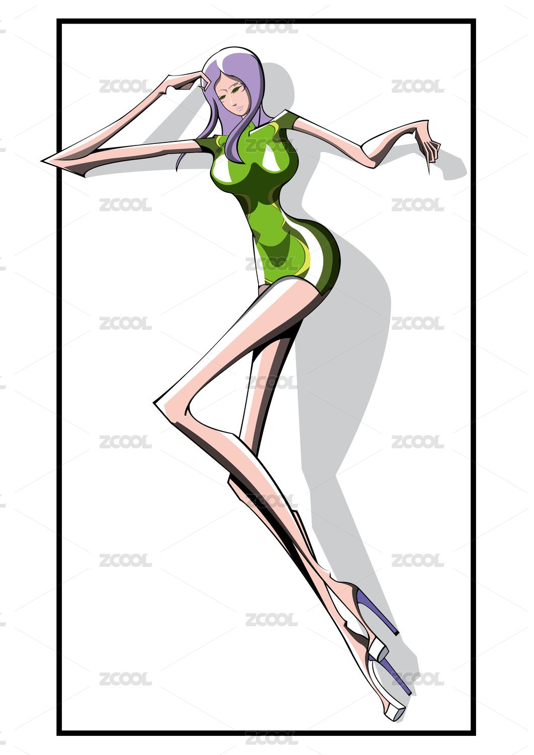pretty girl in green qipao