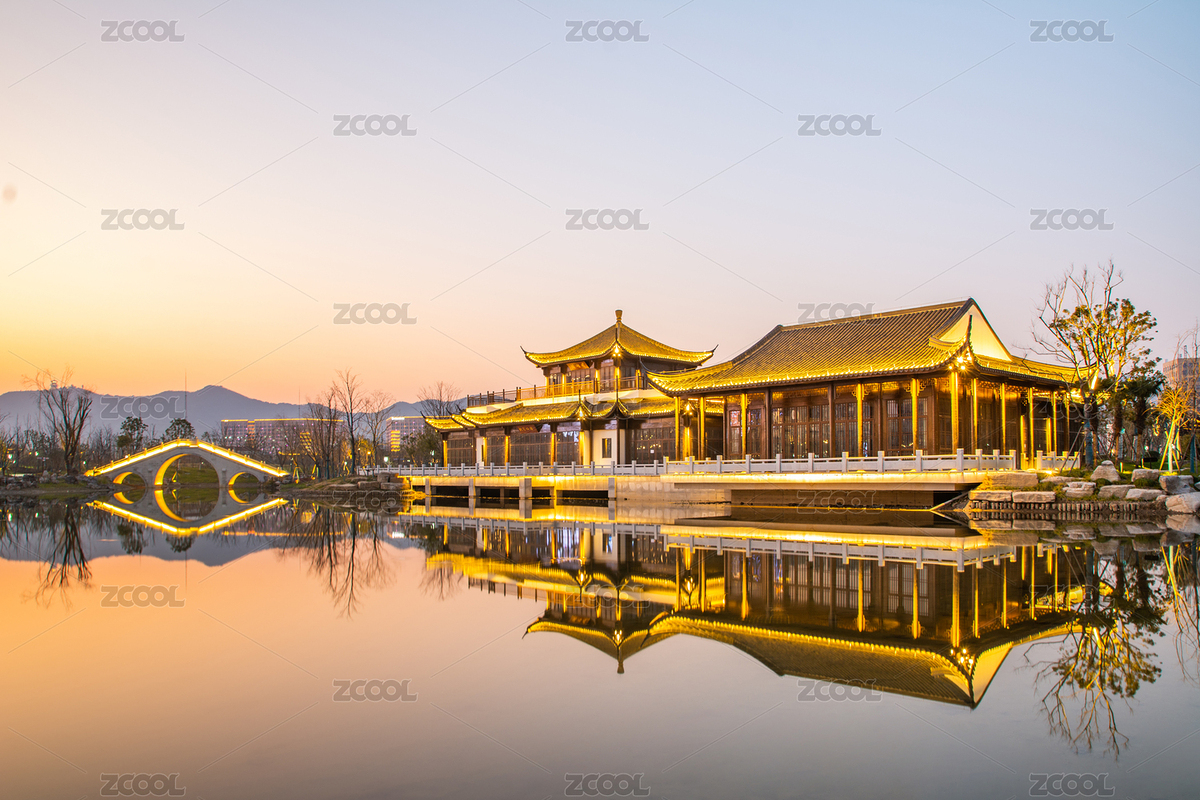 中國浙江杭州上城區(qū)丁橋桃花湖公園夜景風光（主預覽-6906826） - 未分類 - 站酷設計師等風幾許原創(chuàng)素材 - 站酷ZCOOL