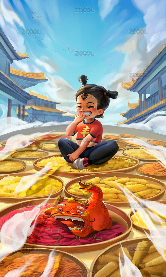 一個小女孩坐在正在曬秋的托盤上開心地笑著（主預(yù)覽-11102271） - 未分類 - 站酷設(shè)計師CPY_平陽原創(chuàng)素材 - 站酷ZCOOL