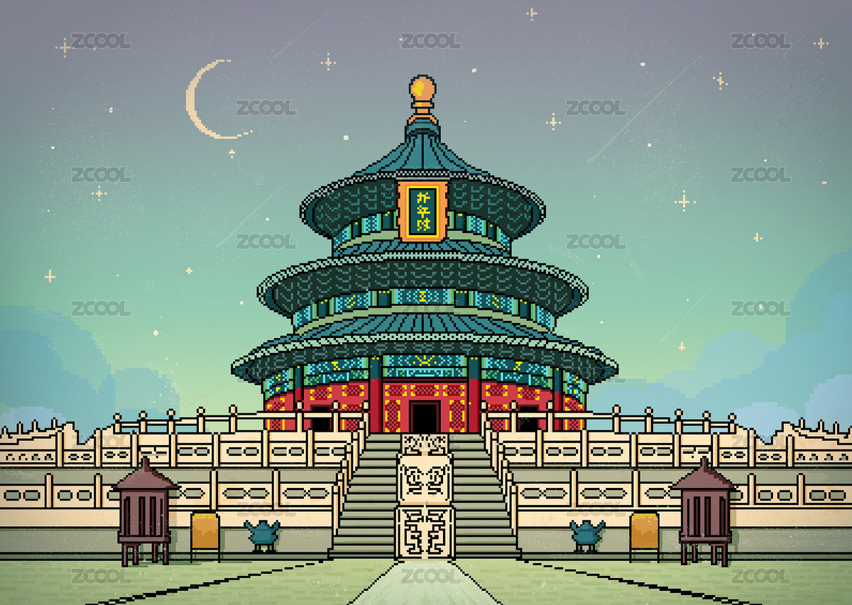 像素画祈年殿（主预览-3082549） - 未分类 - 站酷设计师大橘大利啊原创素材 - 站酷ZCOOL