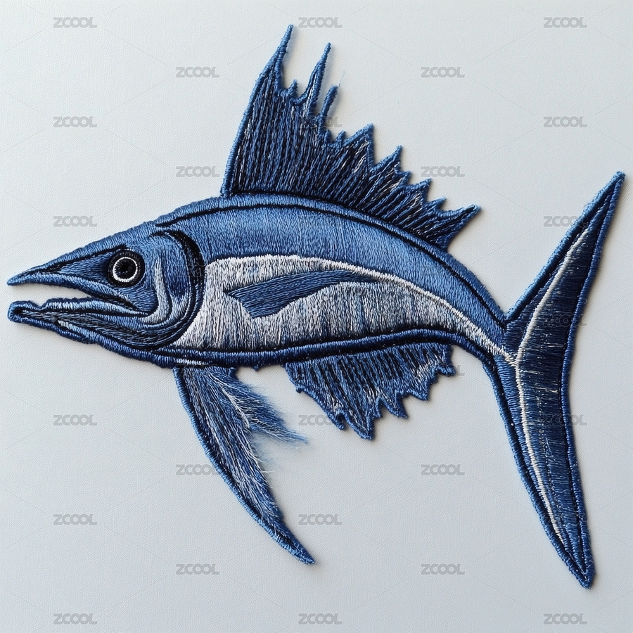 藍(lán)色刺繡劍魚圖案（主預(yù)覽-9285440） - 未分類 - 站酷設(shè)計(jì)師99miao原創(chuàng)素材 - 站酷ZCOOL