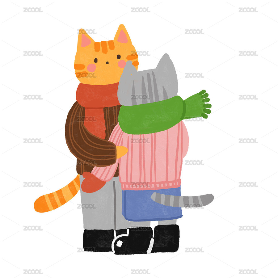 冬日猫咪恋爱氛围插画（主预览-1139377） - 未分类 - 站酷设计师科三还没过原创素材 - 站酷ZCOOL