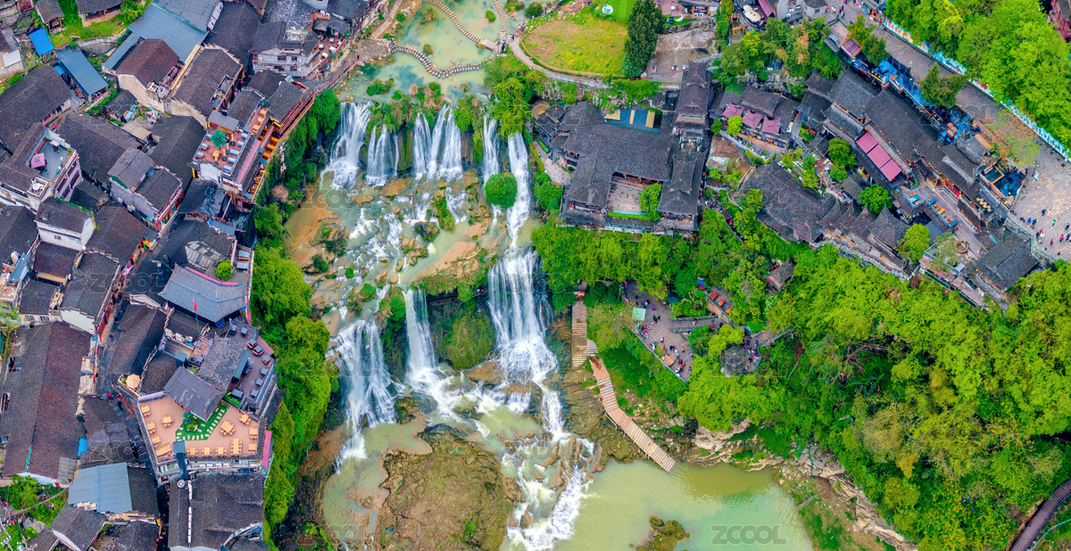 中国湖南湘西芙蓉镇大瀑布航拍风光（主预览-12475297） - 未分类 - 站酷设计师健忘的行摄世界原创素材 - 站酷ZCOOL