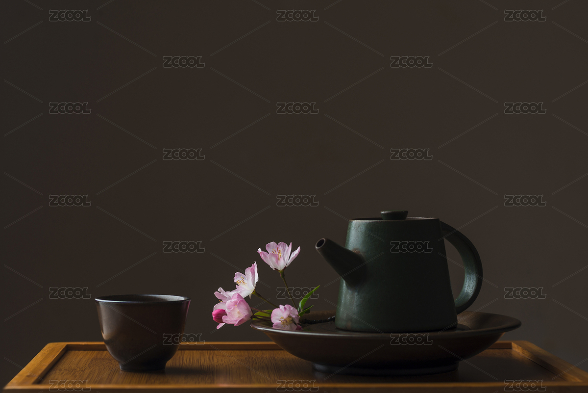 竹托盘里娇媚的春花和陶瓷茶具（主预览-8986551） - 未分类 - 站酷设计师蔚蓝的白日梦原创素材 - 站酷ZCOOL