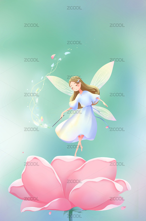 小精靈揮舞著魔杖對(duì)著腳下的花朵施法（主預(yù)覽-7368463） - 未分類 - 站酷設(shè)計(jì)師人間人間1原創(chuàng)素材 - 站酷ZCOOL