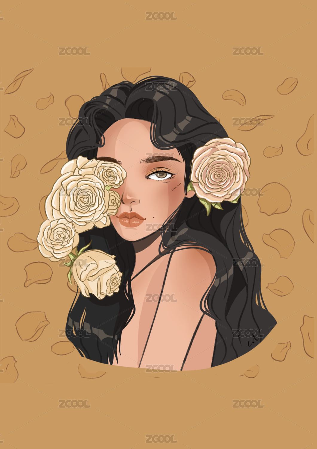 美丽的女性人物动漫插画