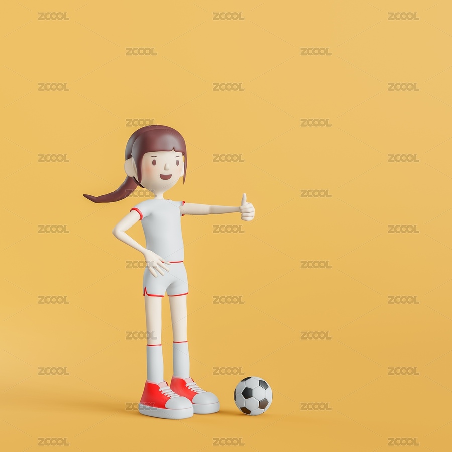 3D渲染的可爱踢足球的人物（主预览-6383632） - 未分类 - 站酷设计师签约供稿人原创素材 - 站酷ZCOOL