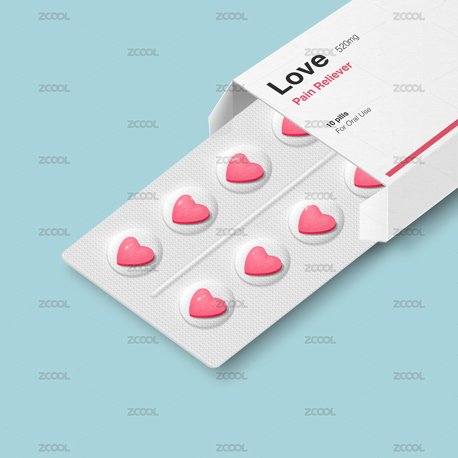 愛心藥片止痛藥鋁箔藥片紙盒（主預覽-3829662） - 未分類 - 站酷設計師黃雷蕾Linali原創(chuàng)素材 - 站酷ZCOOL