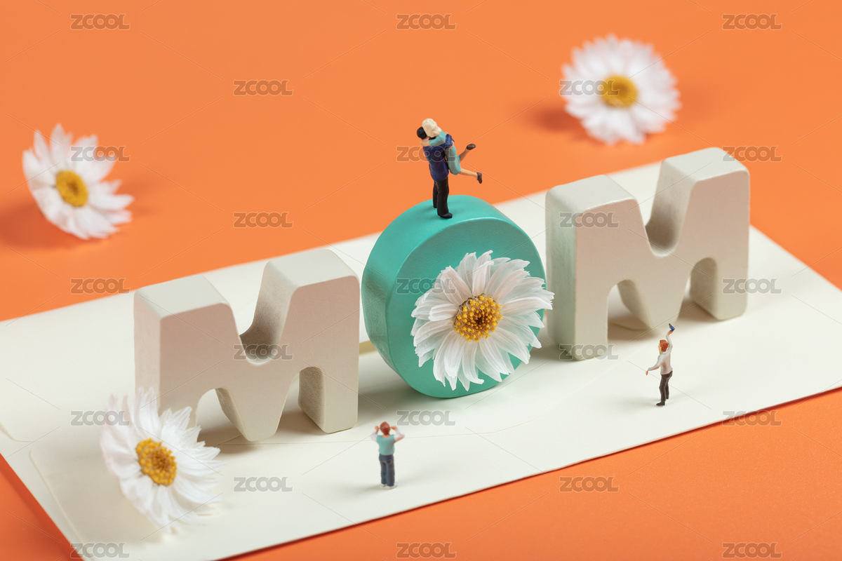 微缩创意信纸上的mom母亲节拥抱着的父母（主预览-3937231） - 未分类 - 站酷设计师黑白凑原创素材 - 站酷ZCOOL