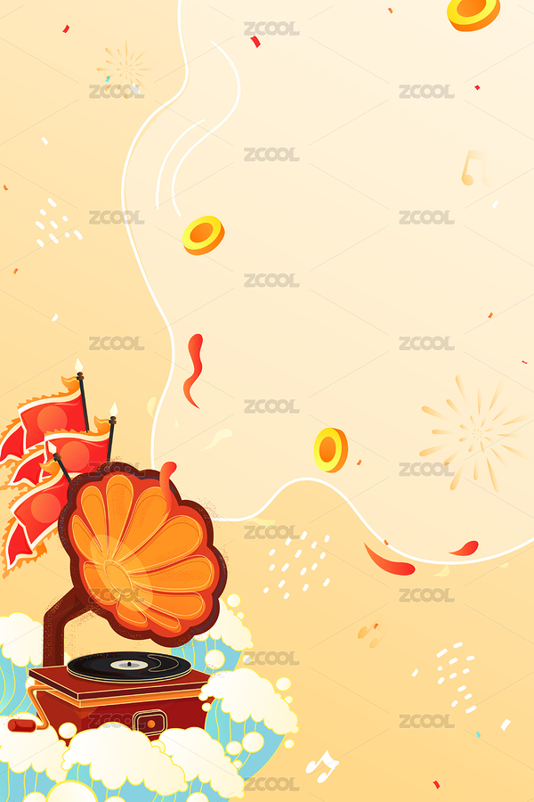 卡通喜庆老式留声机中国风背景矢量插画（主预览-2330743） - 未分类 - 站酷设计师keeein原创素材 - 站酷ZCOOL