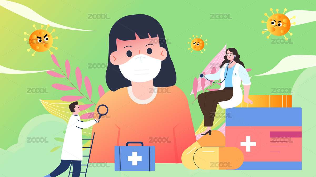 兒童感冒發(fā)燒流感扁平矢量插畫（主預(yù)覽-1761860） - 未分類 - 站酷設(shè)計(jì)師風(fēng)漫漫插畫原創(chuàng)素材 - 站酷ZCOOL