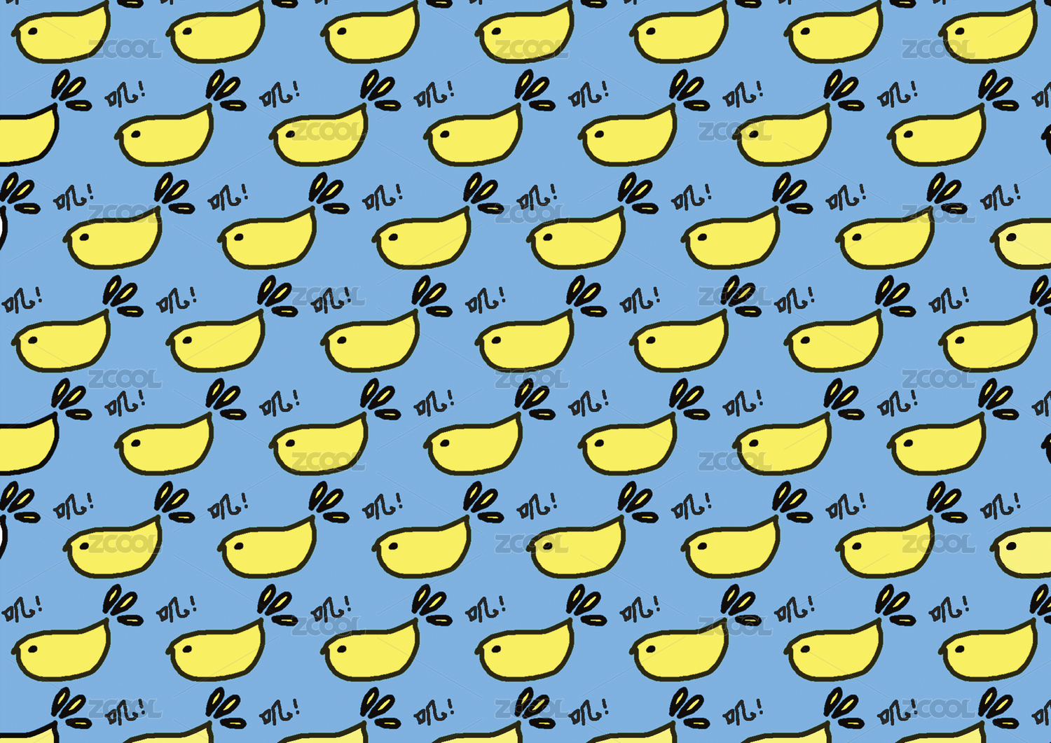 可爱小鸡卡通插画背景图案／cartoon partten／cute illustration