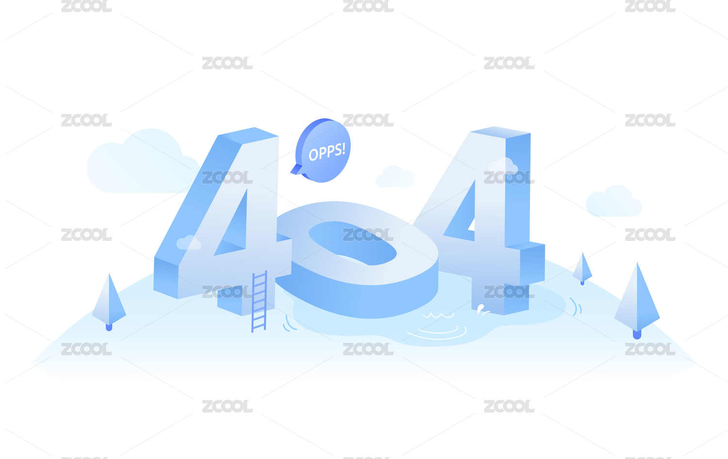 蓝色简约风格404错误页面