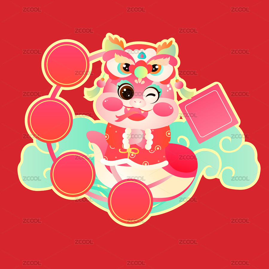 蛇年吉祥物蛇年福绕扁平插画（主预览-4646765） - 未分类 - 站酷设计师风漫漫插画原创素材 - 站酷ZCOOL