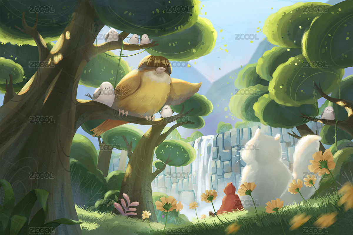 金絲雀給大貓和紅色斗篷小孩指路（主預(yù)覽-3281239） - 未分類 - 站酷設(shè)計師畫畫的黑皮ya原創(chuàng)素材 - 站酷ZCOOL