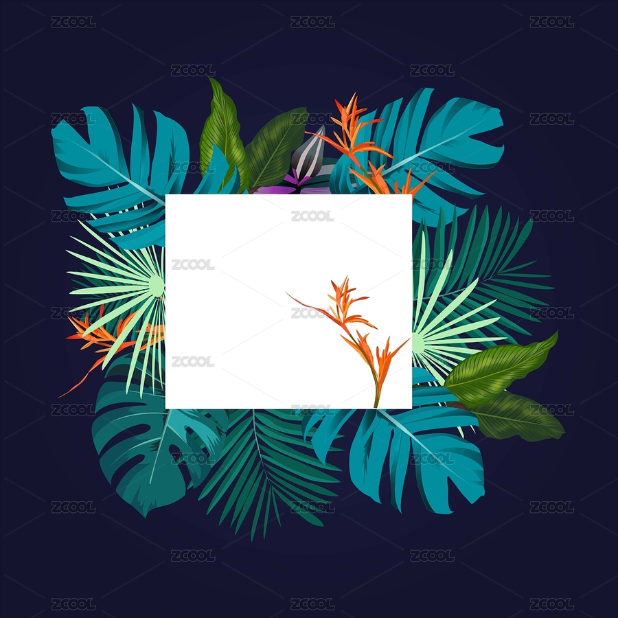 矢量熱帶雨林綠植花卉背景插畫（主預覽-2602219） - 未分類 - 站酷設計師翻江倒海小土豆原創(chuàng)素材 - 站酷ZCOOL