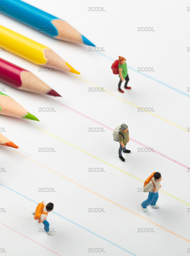 鉛筆五顏六色的起跑線與學(xué)生（主預(yù)覽-7870117） - 未分類 - 站酷設(shè)計(jì)師黑白湊原創(chuàng)素材 - 站酷ZCOOL