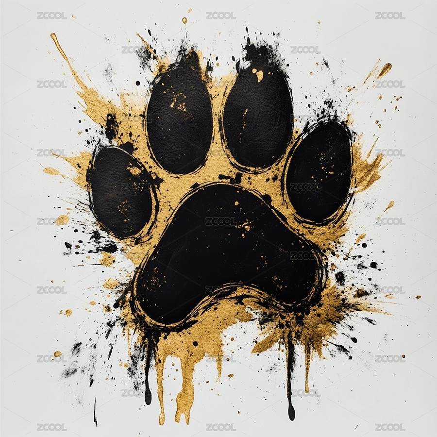 黑金色顏料噴濺貓爪動物爪印圖案白色背景（主預覽-7689374） - 未分類 - 站酷設計師島嶼土原創(chuàng)素材 - 站酷ZCOOL