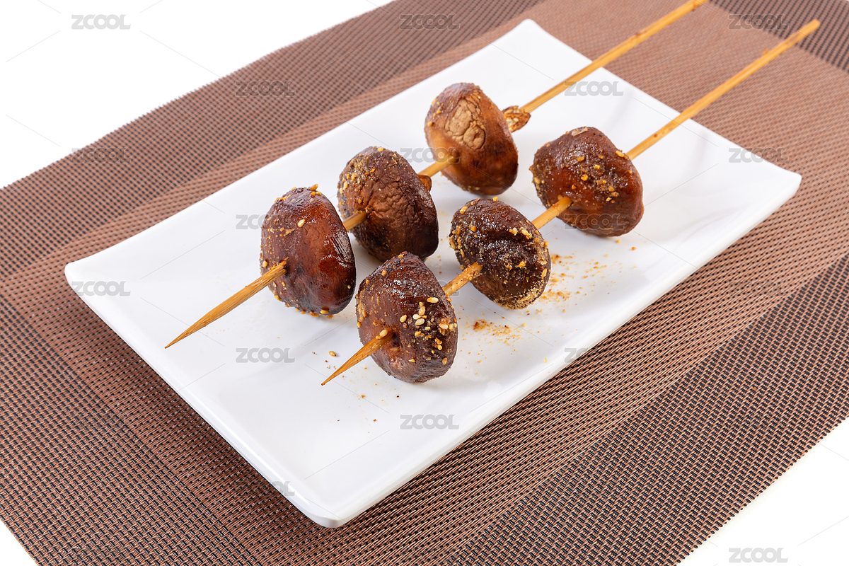 白色盤子里的烤香菇烤串特寫（主預覽-2243855） - 未分類 - 站酷設計師lilyhello原創(chuàng)素材 - 站酷ZCOOL