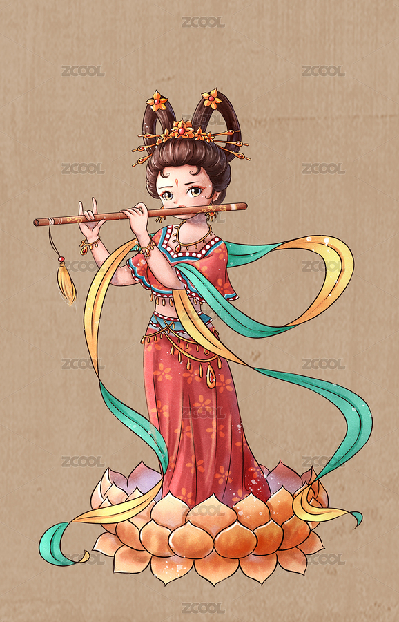 吹笛子的古装美女（主预览-2155551） - 未分类 - 站酷设计师小灰灰和土豆原创素材 - 站酷ZCOOL