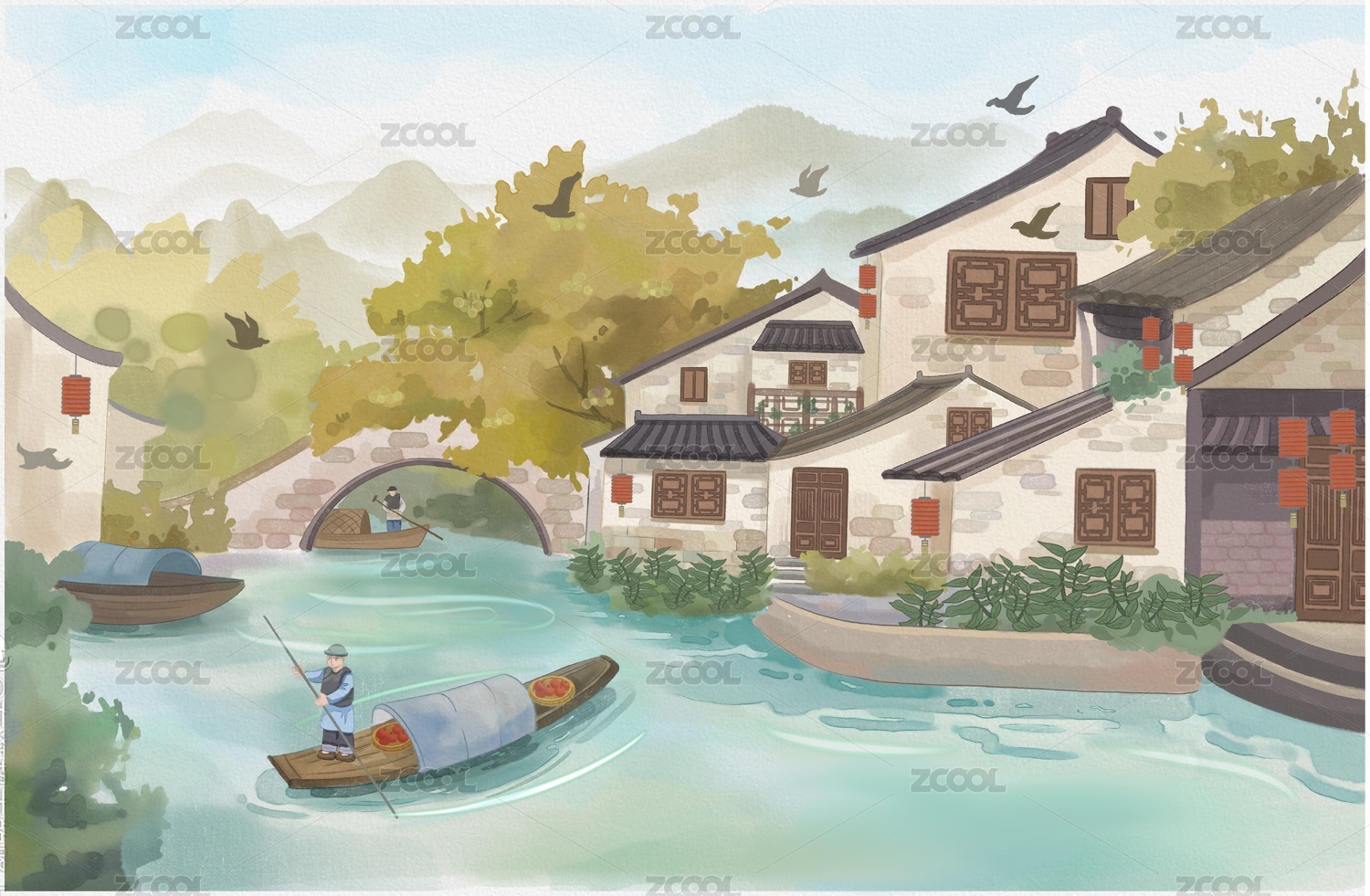 水乡插画绘本