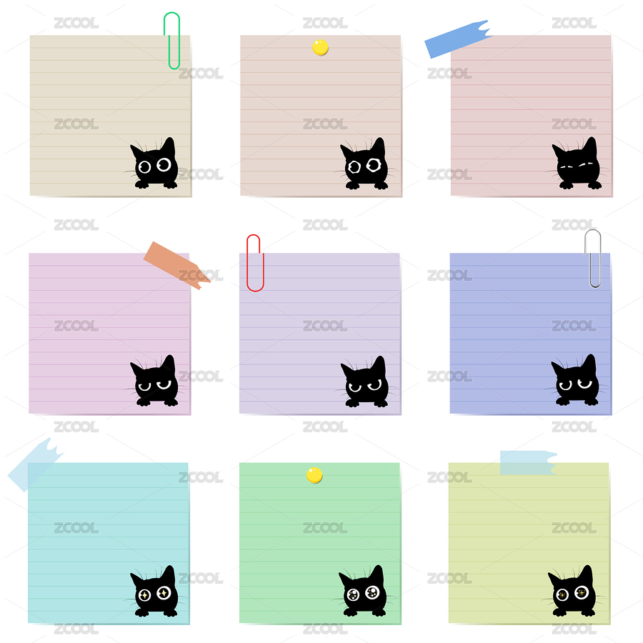 可愛的黑貓元素便簽紙（主預(yù)覽-6102618） - 未分類 - 站酷設(shè)計師moridesu870原創(chuàng)素材 - 站酷ZCOOL