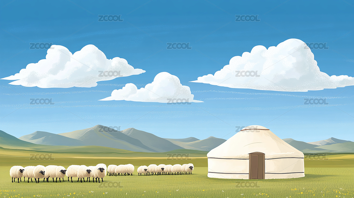 內(nèi)蒙古大草原插畫（主預(yù)覽-3861782） - 未分類 - 站酷設(shè)計(jì)師95R17原創(chuàng)素材 - 站酷ZCOOL