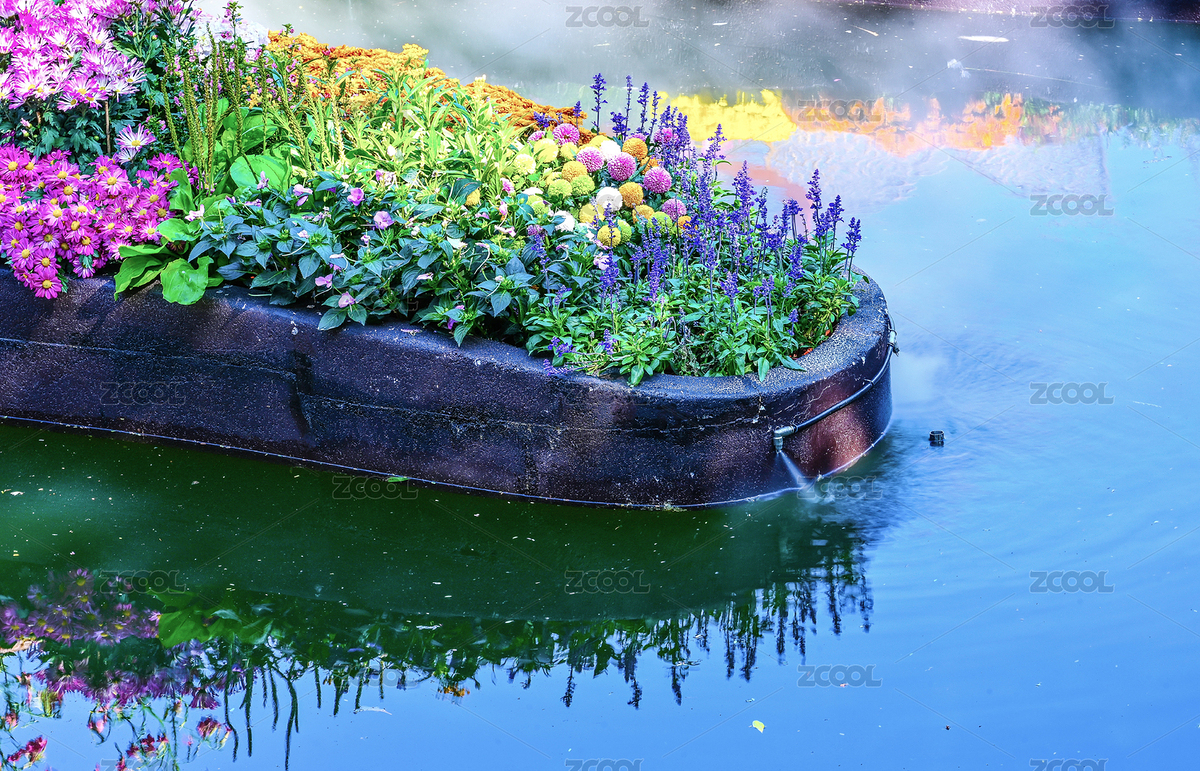 水上花園中的菊花裝飾花船（主預(yù)覽-5541576） - 未分類 - 站酷設(shè)計(jì)師群之輝視覺(jué)原創(chuàng)素材 - 站酷ZCOOL