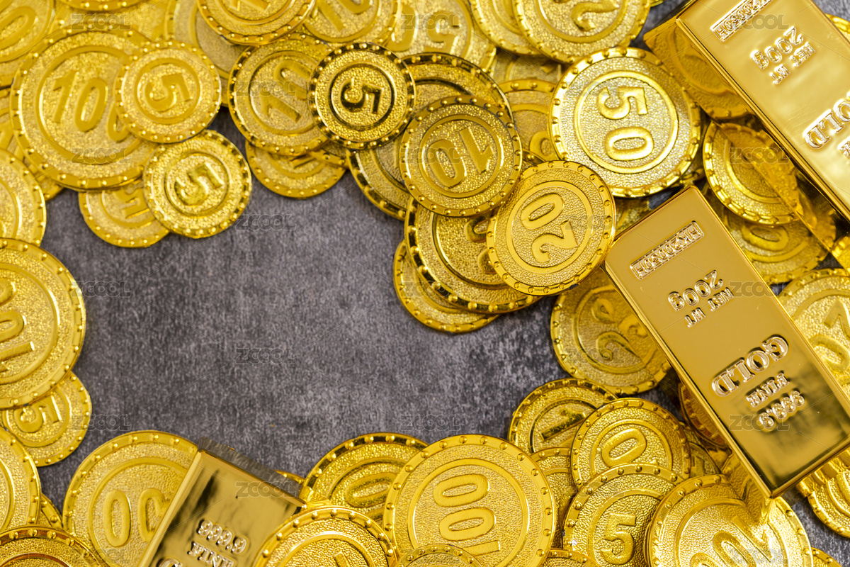 黄金金币与灰色背景金融类静物特写（主预览-7193721） - 未分类 - 站酷设计师玖菇莨原创素材 - 站酷ZCOOL