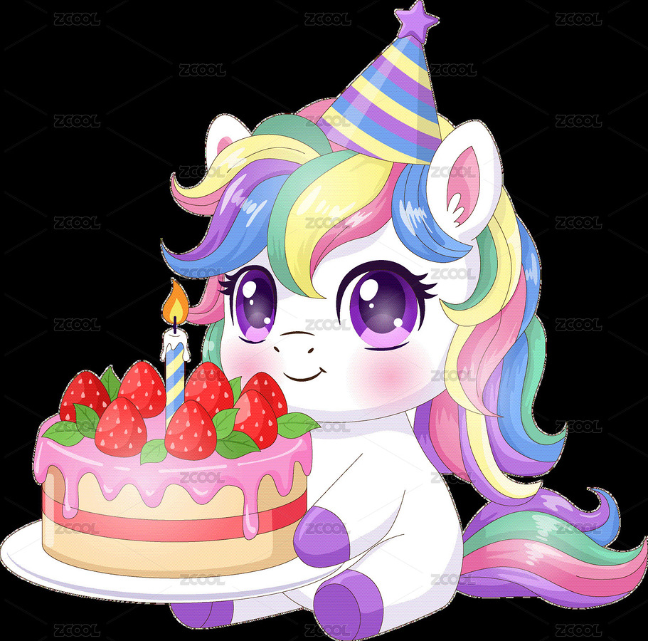 馬年過生日吃草莓蛋糕彩虹小馬駒獨角獸（主預(yù)覽-12321970） - 未分類 - 站酷設(shè)計師湖西路十六號原創(chuàng)素材 - 站酷ZCOOL