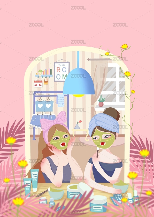 敷面膜的女孩宿舍插画（主预览-6379715） - 未分类 - 站酷设计师espressoL原创素材 - 站酷ZCOOL
