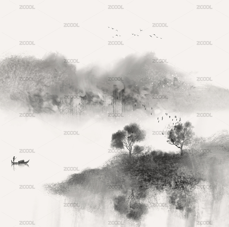 禪意意境留白水墨山水裝飾畫(huà)（主預(yù)覽-5297831） - 未分類(lèi) - 站酷設(shè)計(jì)師心靈藝坊原創(chuàng)素材 - 站酷ZCOOL