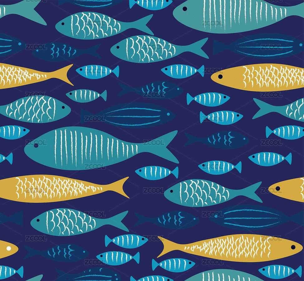 復(fù)古深藍色魚群底紋圖案（主預(yù)覽-6813177） - 未分類 - 站酷設(shè)計師一楓s原創(chuàng)素材 - 站酷ZCOOL