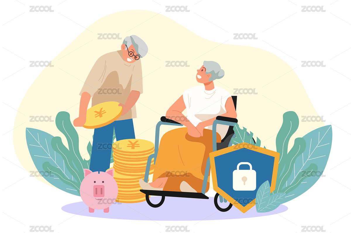 老年夫妻得到社会保障养老医疗插画（主预览-449067） - 未分类 - 站酷设计师喵大人插画原创素材 - 站酷ZCOOL