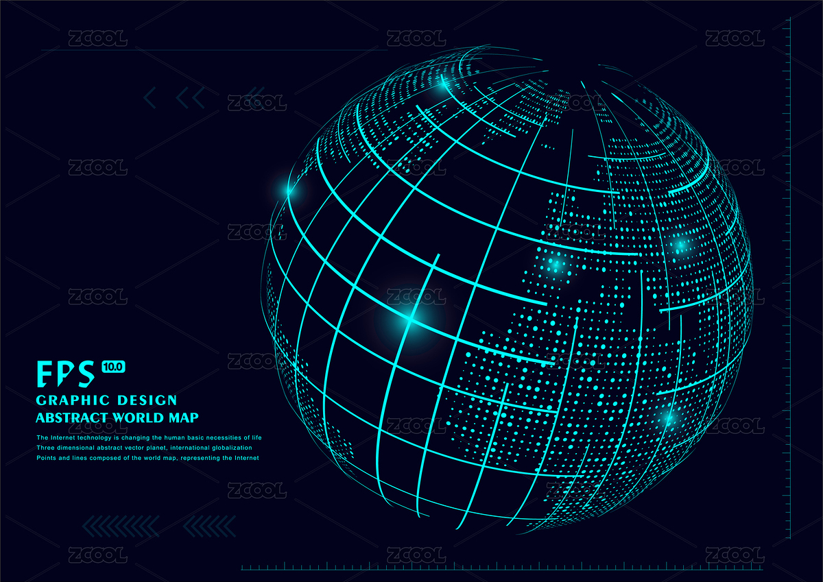 點(diǎn)線連接的科技矢量背景，三維抽象矢量星球，寓意全球化、國際化，球形世界地圖（主預(yù)覽-2626475） - 未分類 - 站酷設(shè)計(jì)師zia5412原創(chuàng)素材 - 站酷ZCOOL