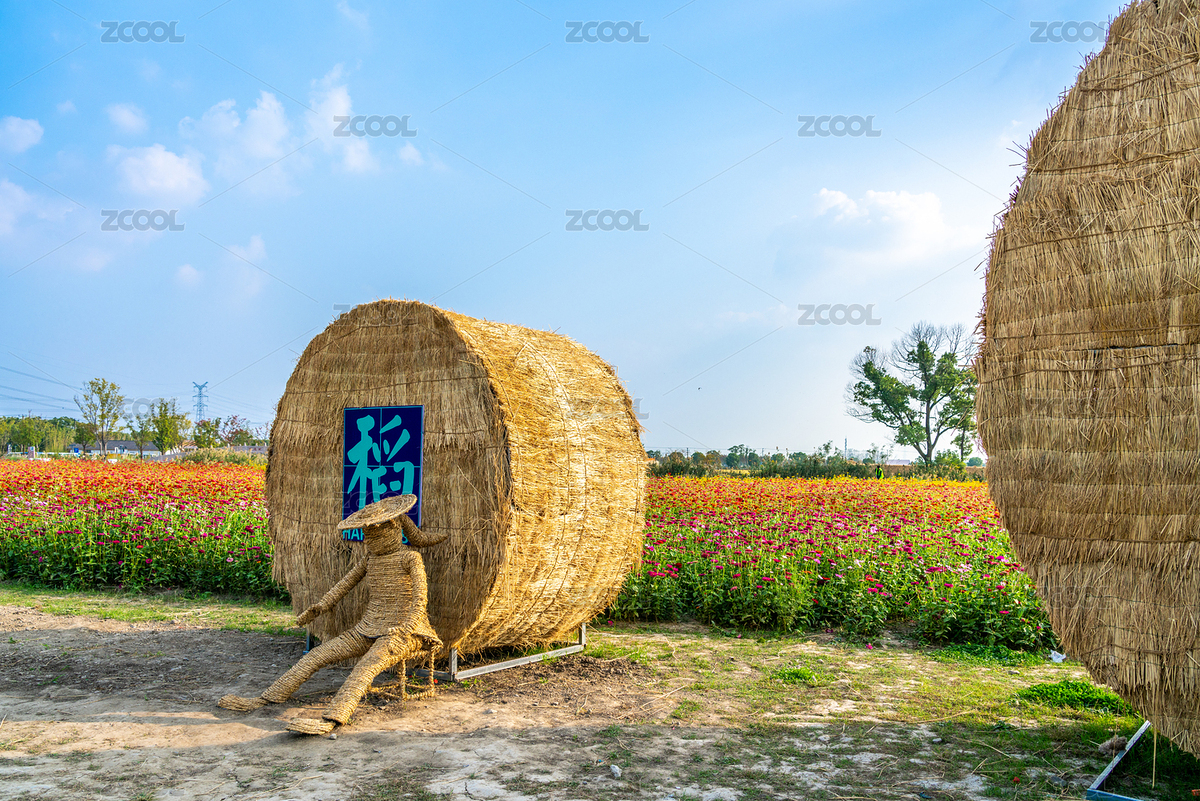 蓝天白云下的稻草垛和稻草人（主预览-6371617） - 未分类 - 站酷设计师gelinxd原创素材 - 站酷ZCOOL