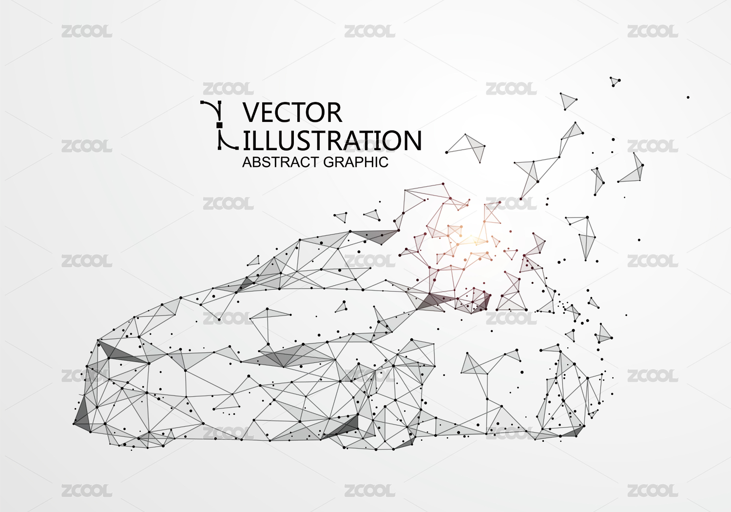 线条组成的虚拟汽车，矢量插图。