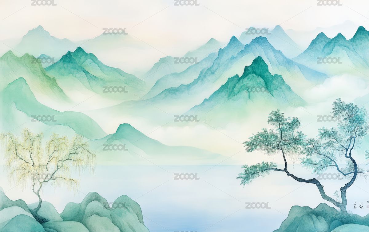 中国传统山水画风格艺术插画背景（主预览-1185144） - 未分类 - 站酷设计师DPX2017原创素材 - 站酷ZCOOL