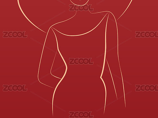 三八妇女节女性轮廓矢量插画背景