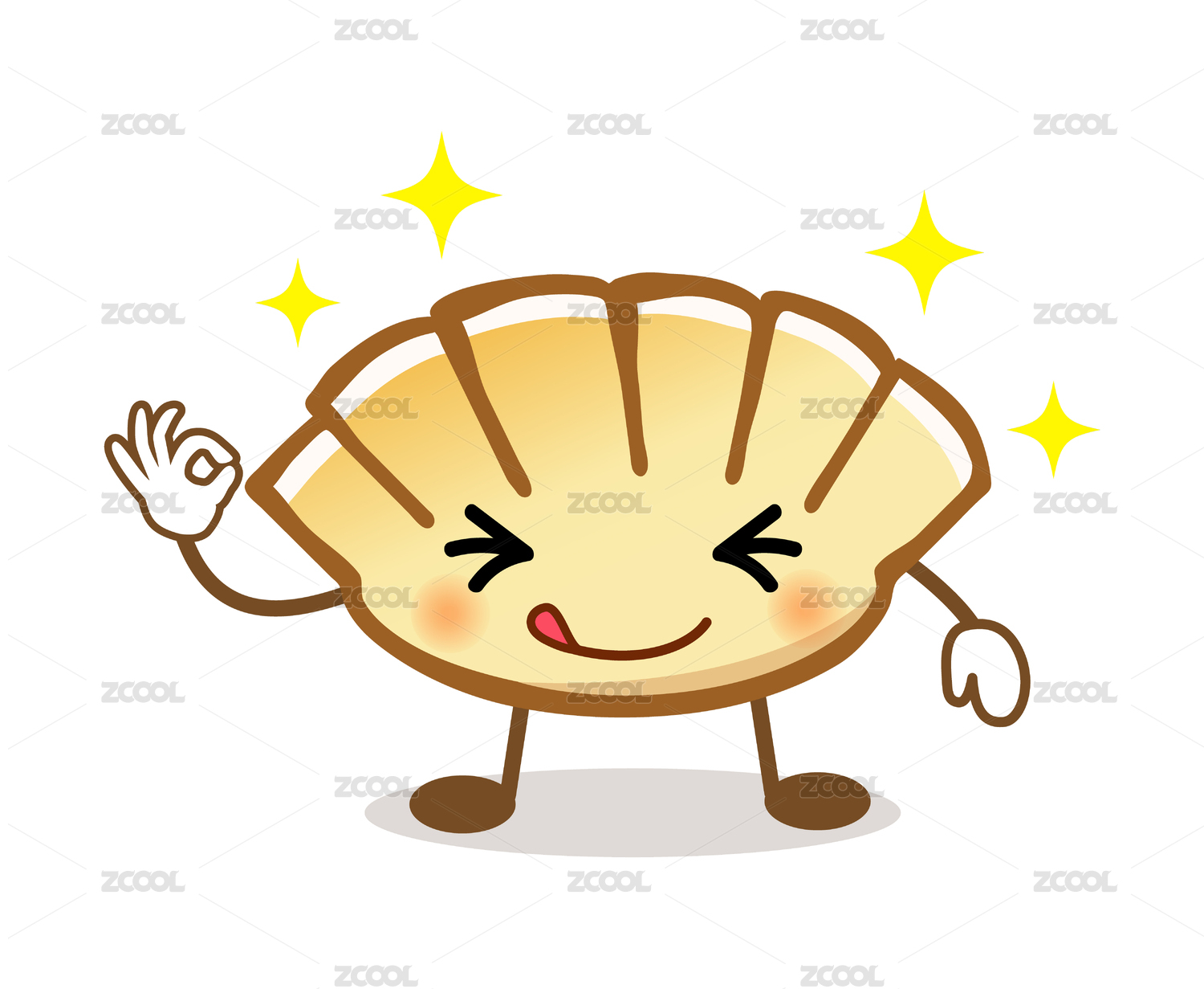 卡通画可爱的饺子先生