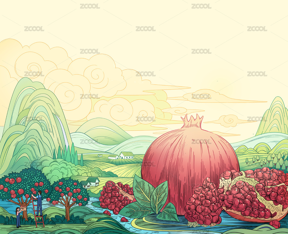 石榴包裝插畫（主預(yù)覽-4493818） - 未分類 - 站酷設(shè)計(jì)師桃林子原創(chuàng)素材 - 站酷ZCOOL