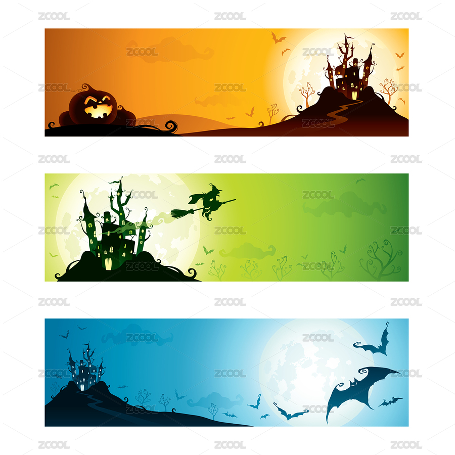 万圣节主题。 横幅模版组。（主预览-7285683） - 未分类 - 站酷设计师OriArtiste原创素材 - 站酷ZCOOL