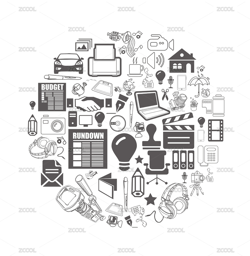 影視廣告行業(yè)圖標(biāo)插畫(huà)（主預(yù)覽-7416705） - 未分類(lèi) - 站酷設(shè)計(jì)師leeseasun原創(chuàng)素材 - 站酷ZCOOL