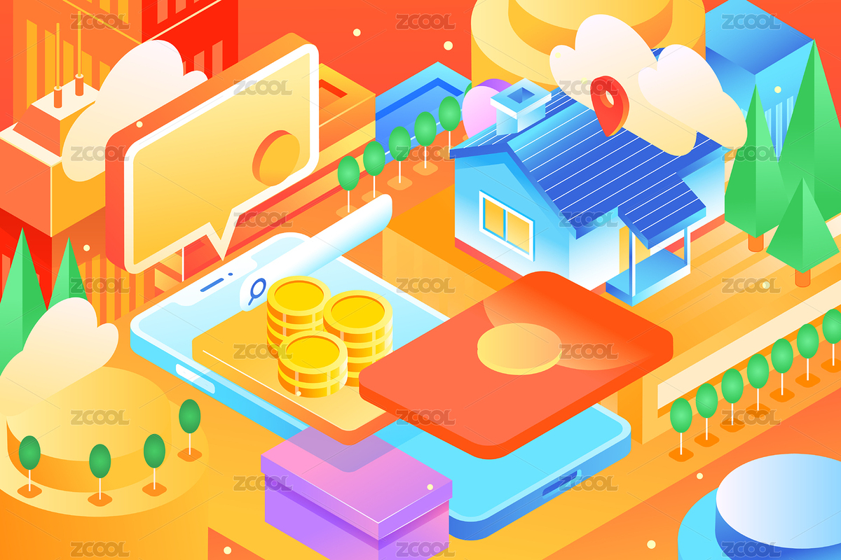 2.5D等距互聯(lián)網(wǎng)金融概念矢量插畫（主預(yù)覽-4590113） - 未分類 - 站酷設(shè)計(jì)師keeein原創(chuàng)素材 - 站酷ZCOOL