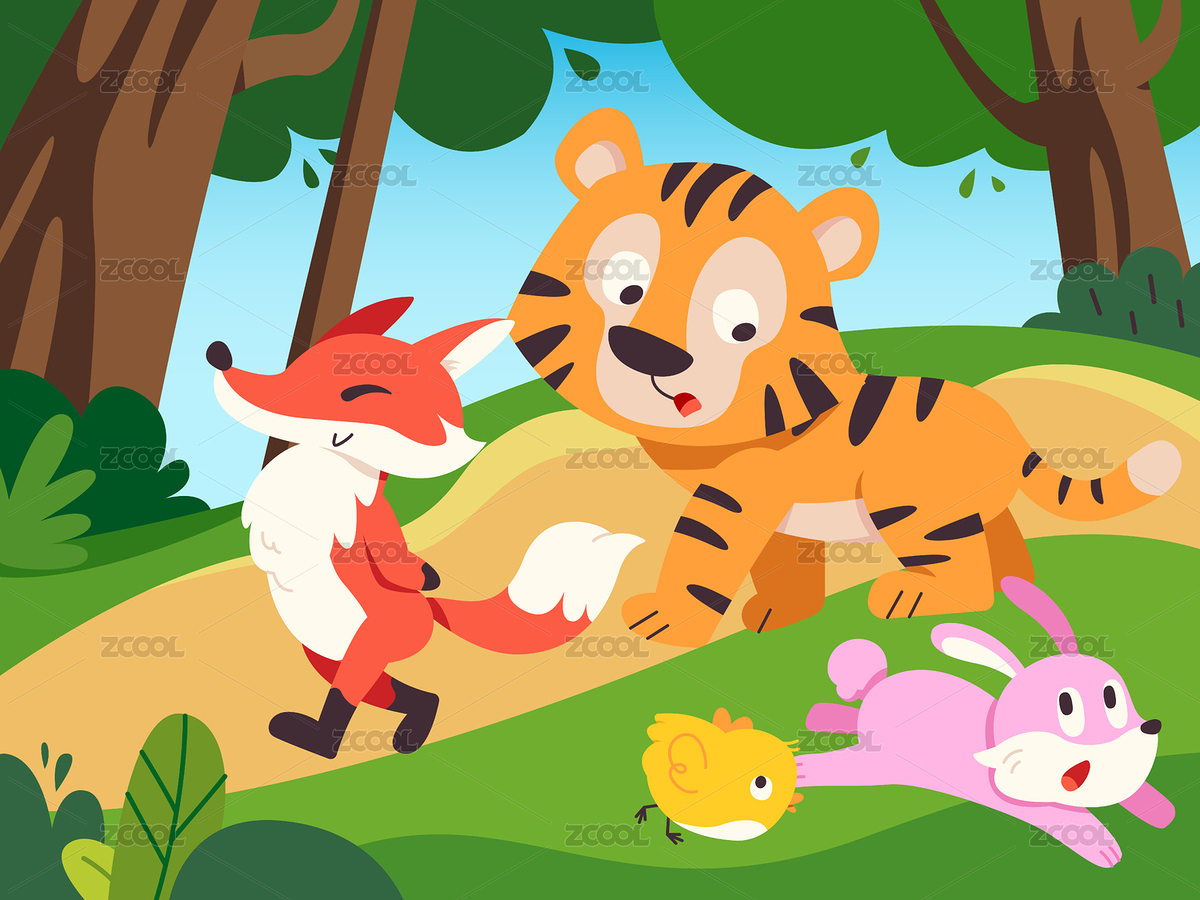 儿童插画成语故事狐假虎威（主预览-8057769） - 未分类 - 站酷设计师eletooth原创素材 - 站酷ZCOOL