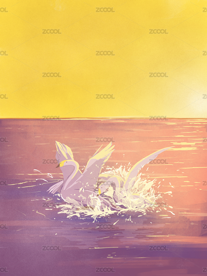 水中的白鶴（主預(yù)覽-7103101） - 未分類 - 站酷設(shè)計師畫畫的魚魚原創(chuàng)素材 - 站酷ZCOOL
