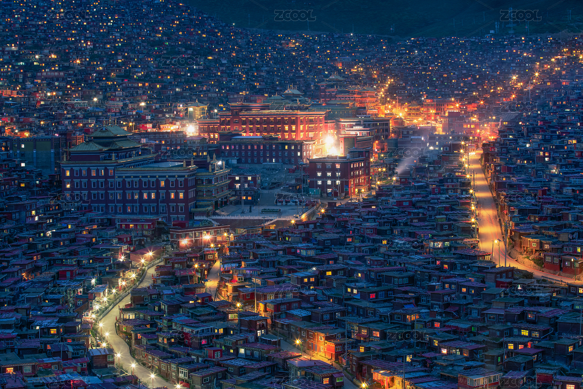中國四川色達(dá)的古建筑夜景（主預(yù)覽-1990722） - 未分類 - 站酷設(shè)計(jì)師桂林大河原創(chuàng)素材 - 站酷ZCOOL
